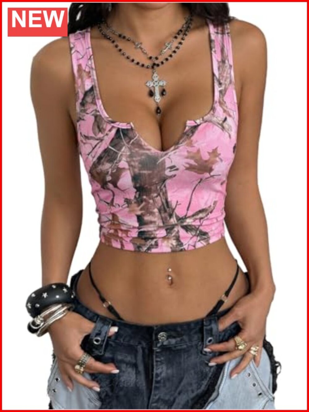 Soly Hux Y2k V Neck Sleeveless Crop Tank Top Slim Fit Summer Basic Womens Top